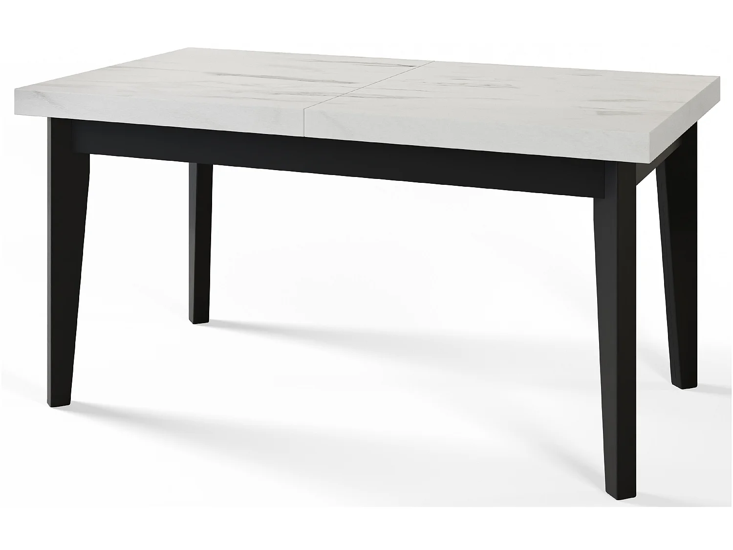 Table de salle à manger rectangulaire SKANDI, table à rallonges, dimensions: 200-300X100X78 cm, couleur: MARBRE, avec pieds en bois de couleur noire