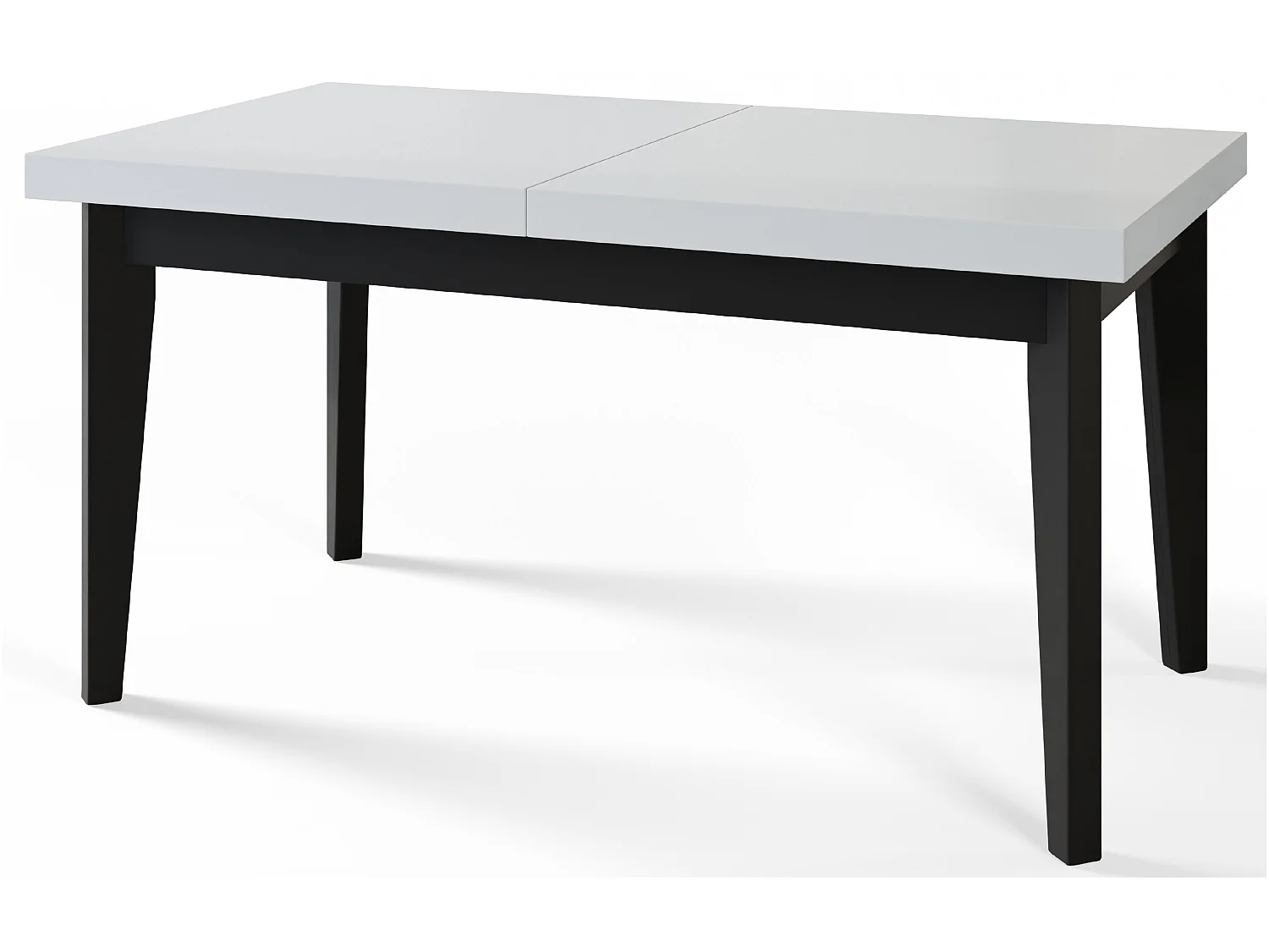 Table de salle à manger rectangulaire SKANDI, table à rallonges, dimensions: 200-300X100X78 cm, couleur: blanc, avec pieds en bois de couleur noir