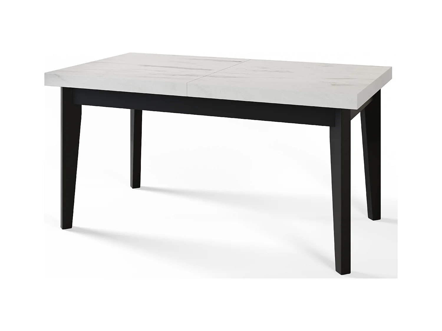 Table de salle à manger rectangulaire SKANDI, table à rallonges, dimensions: 140-180X80X78 cm, couleur: MARMUR, avec pieds en bois de couleur noire