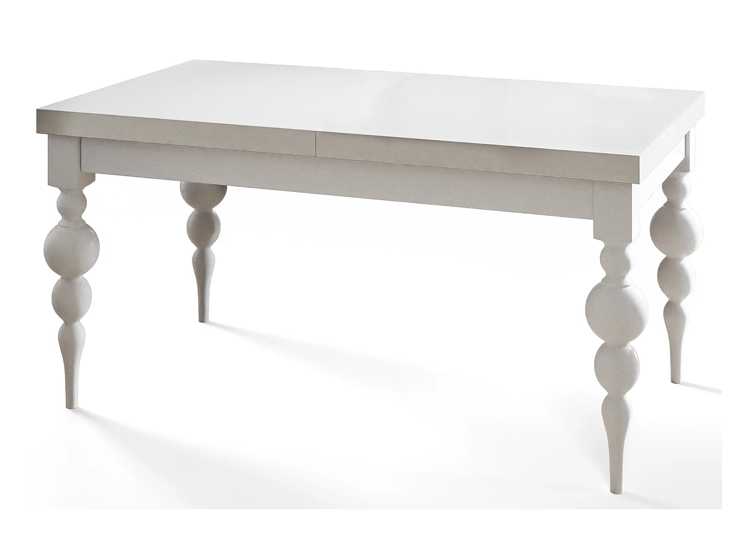 Table de salle à manger rectangulaire LENA, table à rallonges, dimensions: 140-180X80X78,5 cm, couleur: blanc, avec pieds de table de couleur blanche