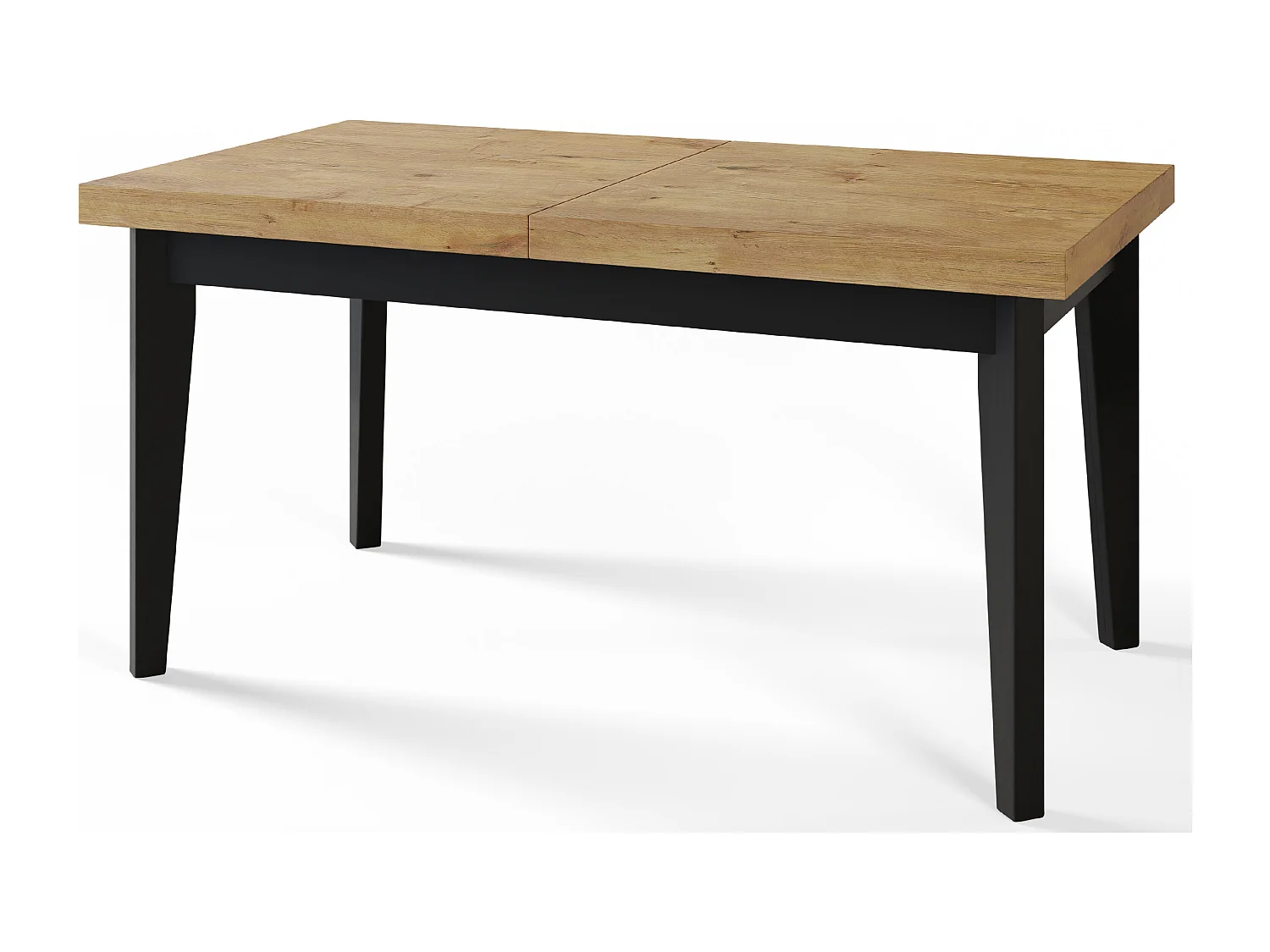 Table de salle à manger rectangulaire SKANDI, table à rallonges, dimensions: 140-180X80X78 cm, couleur: LANCELOT, avec pieds en bois de couleur noire