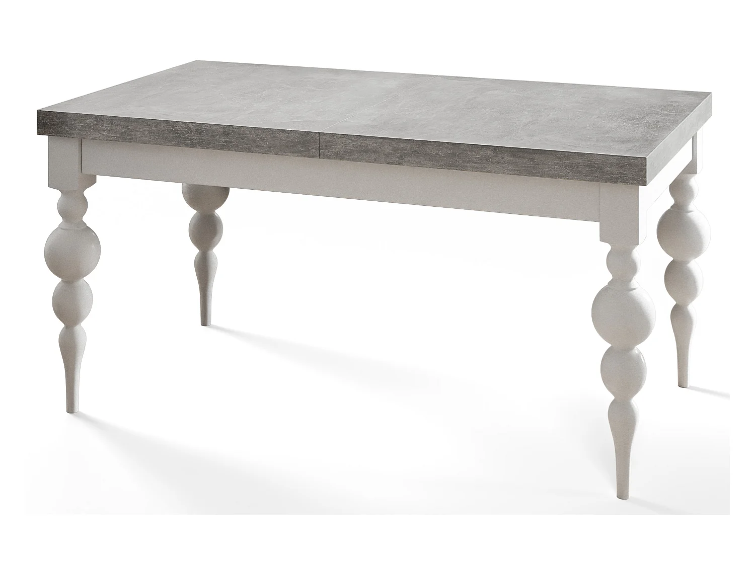Table de salle à manger rectangulaire LENA, table à rallonges, dimensions: 170-250X90X78,5 cm, couleur: gris, avec pieds de table de couleur blanche