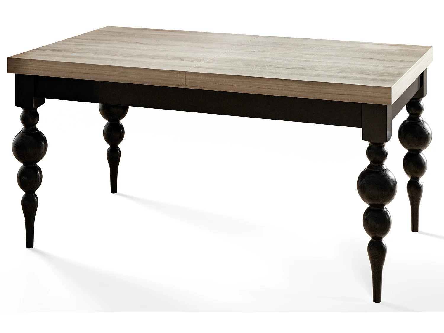 Table de salle à manger rectangulaire LENA, table à rallonges, dimensions: 170-250X90X78,5 cm, couleur: SONOMA, avec pieds de table de couleur noire
