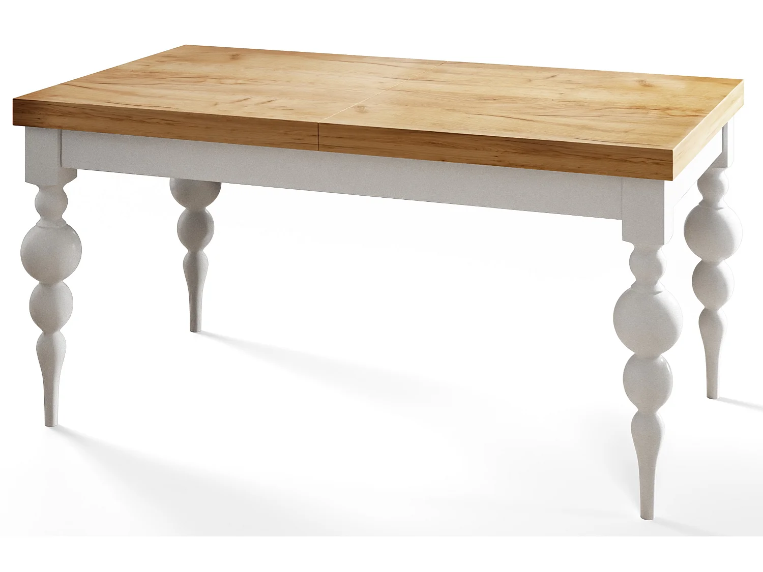 Table de salle à manger rectangulaire LENA, table à rallonges, dimensions: 170-250X90X78,5 cm, couleur: CRAFT, avec pieds de table de couleur blanche