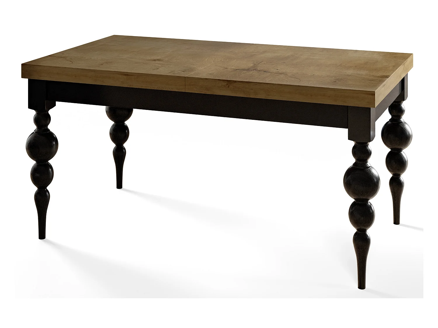 Table de salle à manger rectangulaire LENA, table à rallonges, dimensions: 140-180X80X78,5 cm, couleur: LEFKAS, avec pieds de table de couleur noire