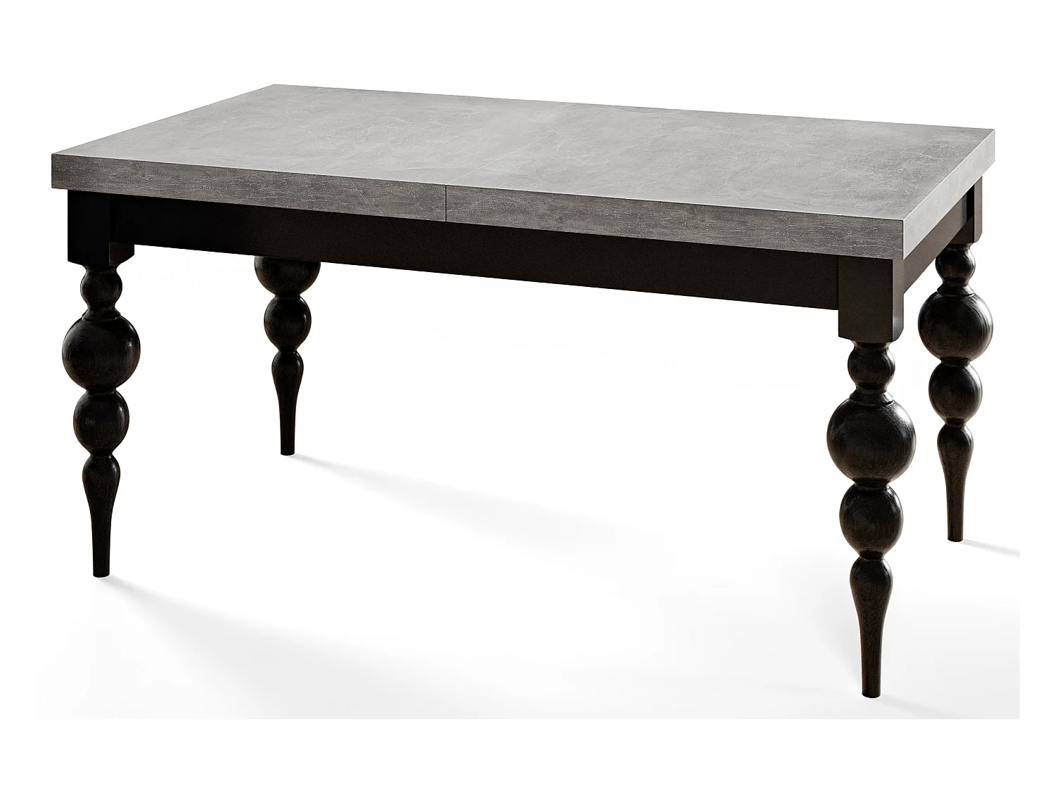 Table de salle à manger rectangulaire LENA, table à rallonges, dimensions: 200-300X100X78,5 cm, couleur: gris, avec pieds de table de couleur noire