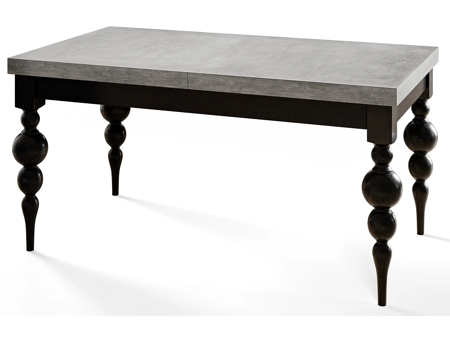 Table de salle à manger rectangulaire LENA, table à rallonges, dimensions: 200-300X100X78,5 cm, couleur: gris, avec pieds de table de couleur noire
