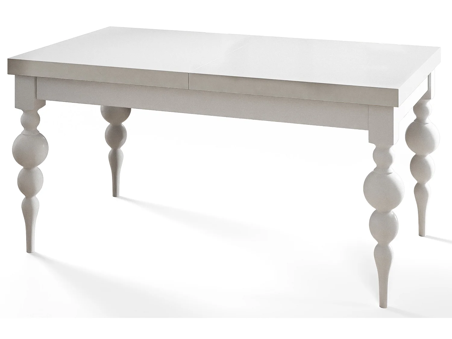 Table de salle à manger rectangulaire LENA, table à rallonges, dimensions: 200-300X100X78,5 cm, couleur: blanc, avec pieds de table de couleur blanche