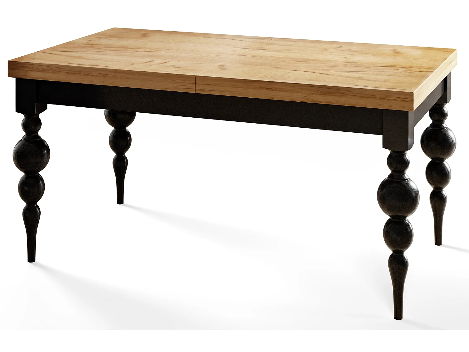 Table de salle à manger rectangulaire LENA, table à rallonges, dimensions: 170-250X90X78,5 cm, couleur: CRAFT, avec pieds de table de couleur noire