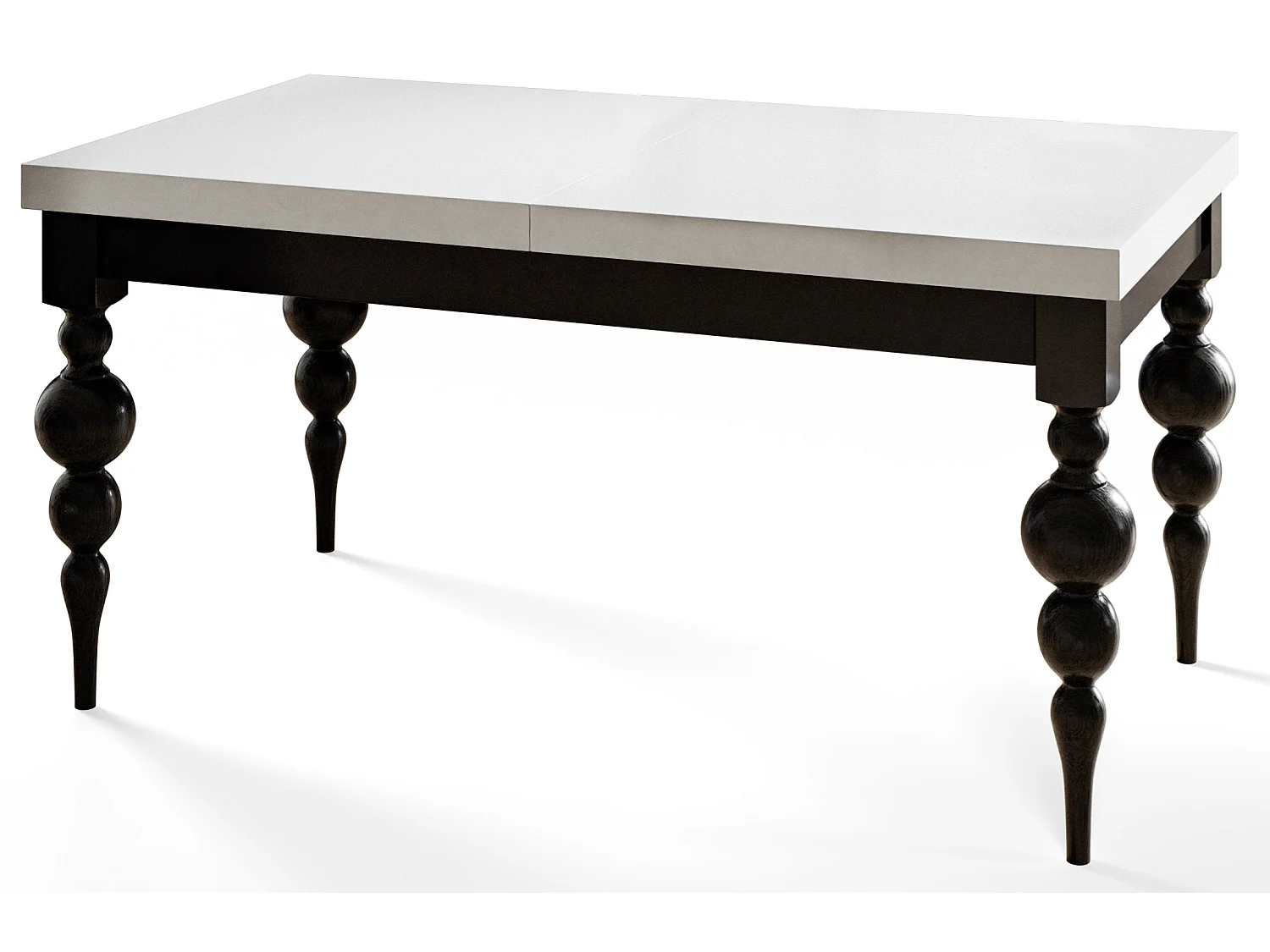 Table de salle à manger rectangulaire LENA, table à rallonges, dimensions: 160-210X90X78,5 cm, couleur: noir, avec pieds de table de couleur noire
