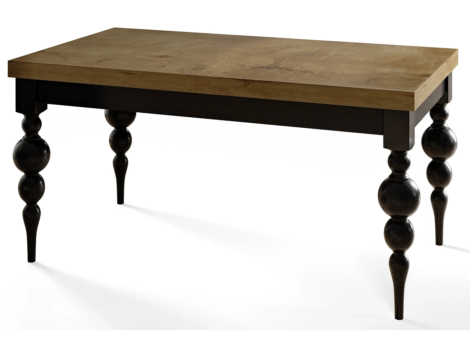 Table de salle à manger rectangulaire LENA, table à rallonges, dimensions: 170-250X90X78,5 cm, couleur: LEFKAS, avec pieds de table de couleur noire