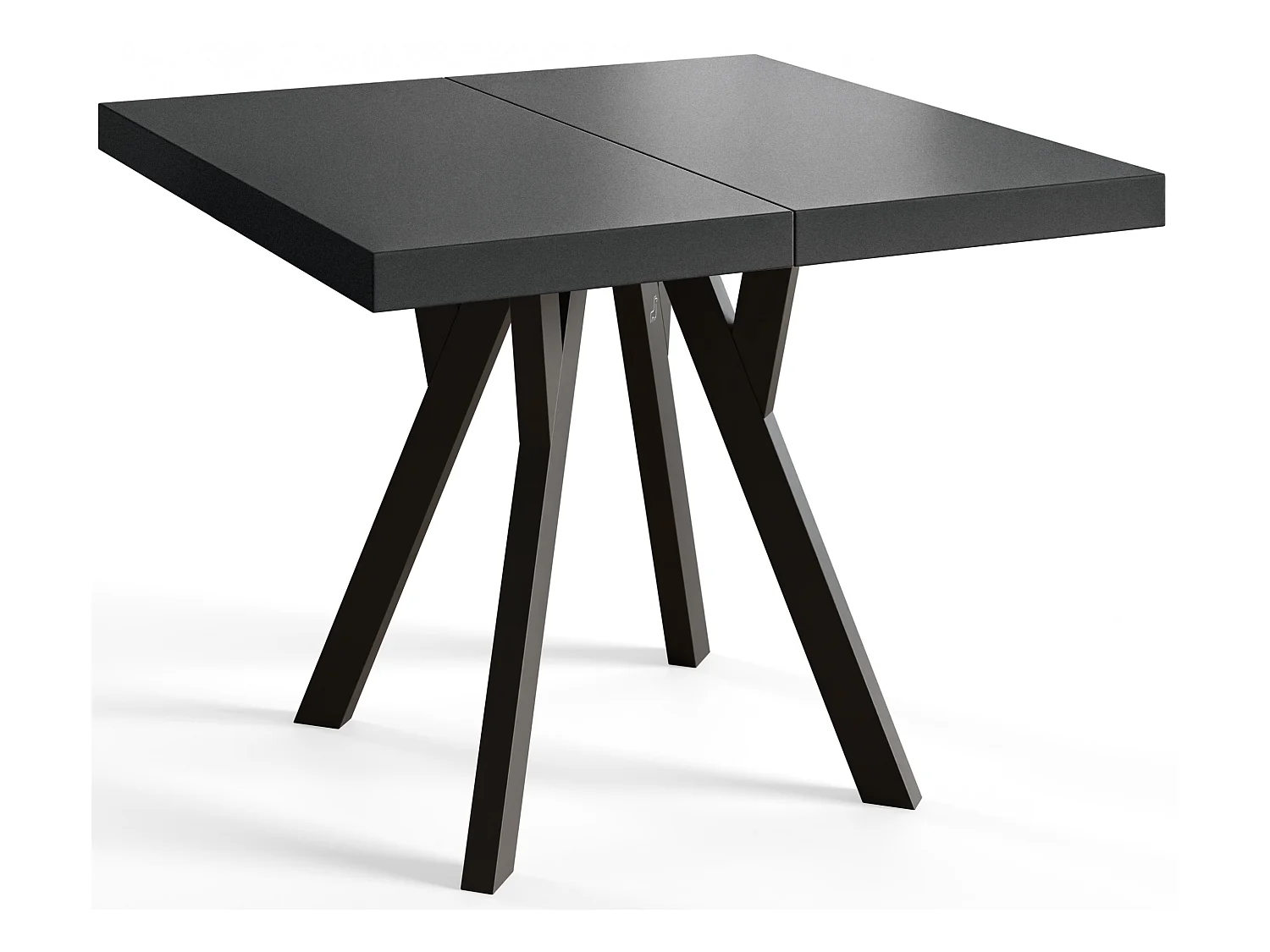 Table de salle à manger carrée RICO, table à rallonges, dimensions: 120-220X120X77 cm, couleur: noir, avec pieds en bois de couleur noire