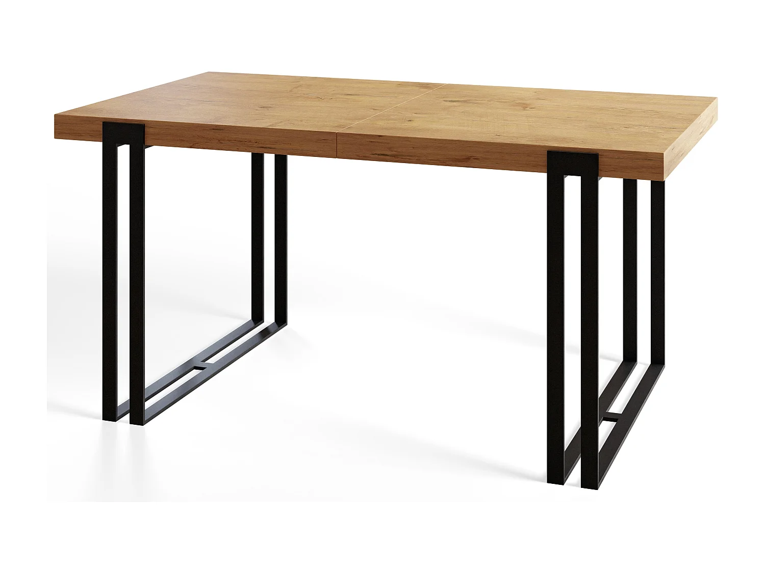 Table de salle à manger rectangulaire ROSA, table à rallonges, dimensions: 160-260X90X77 cm,couleur: LANCELOT, avec pieds métalliques de couleur noire