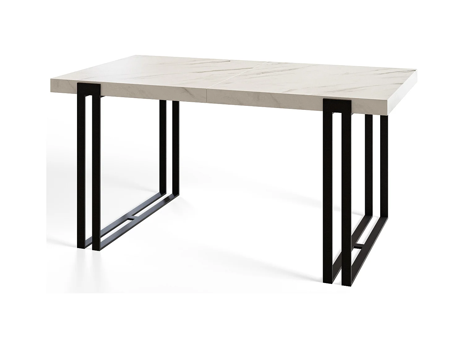 Table de salle à manger rectangulaire ROSA, table à rallonges, dimensions: 160-260X90X77 cm,couleur: MARBRE, avec pieds métalliques de couleur noire