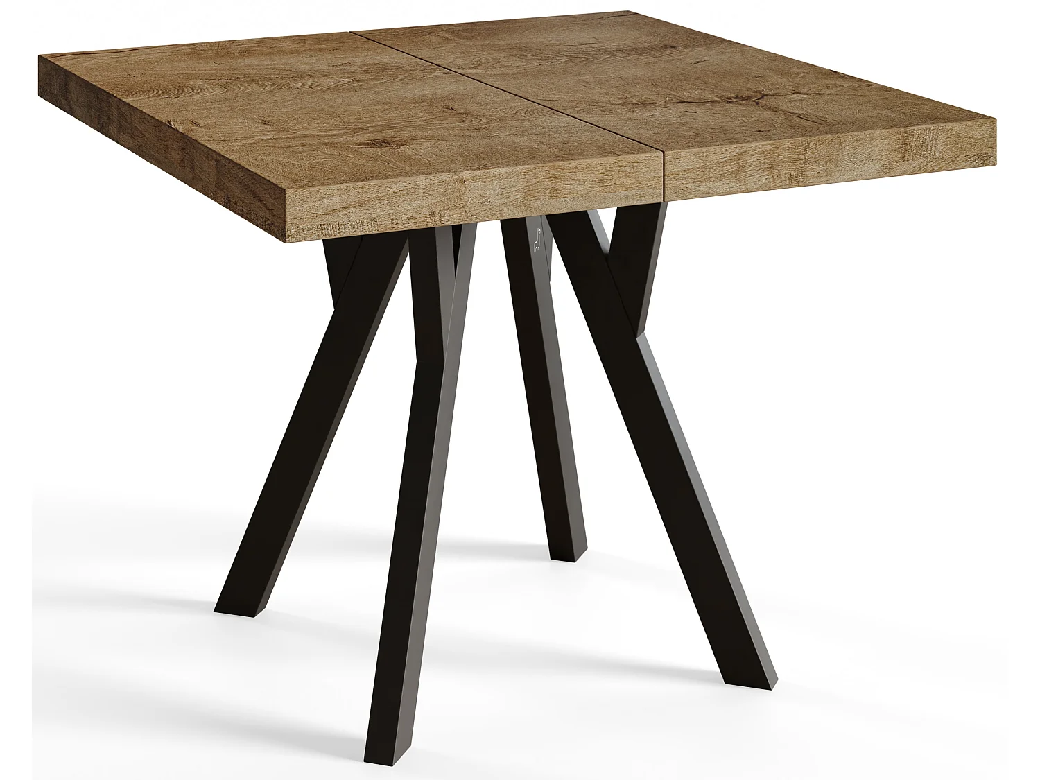 Table de salle à manger carrée RICO, table à rallonges, dimensions: 100-200X100X77 cm, couleur: LEFAKS, avec pieds en bois de couleur noire