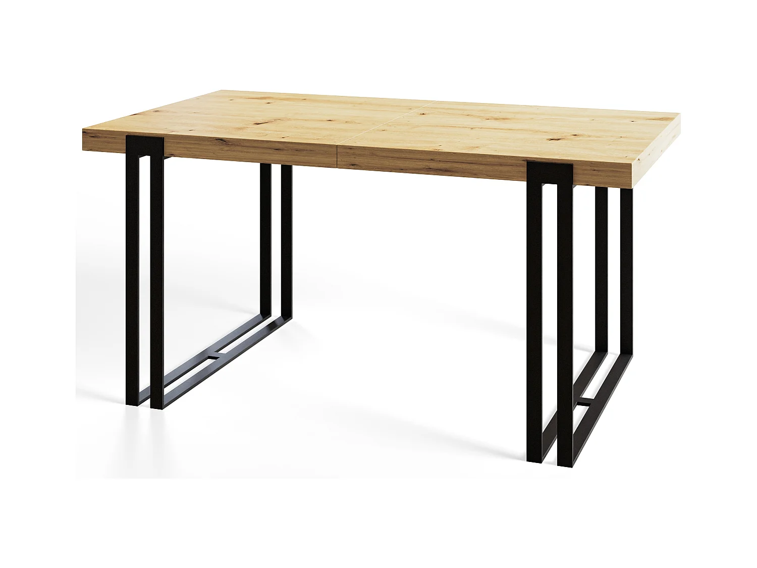 Table de salle à manger rectangulaire ROSA, table à rallonges, dimensions: 180-280X90X77 cm, couleur: ARTISAN, avec pieds métalliques de couleur noire