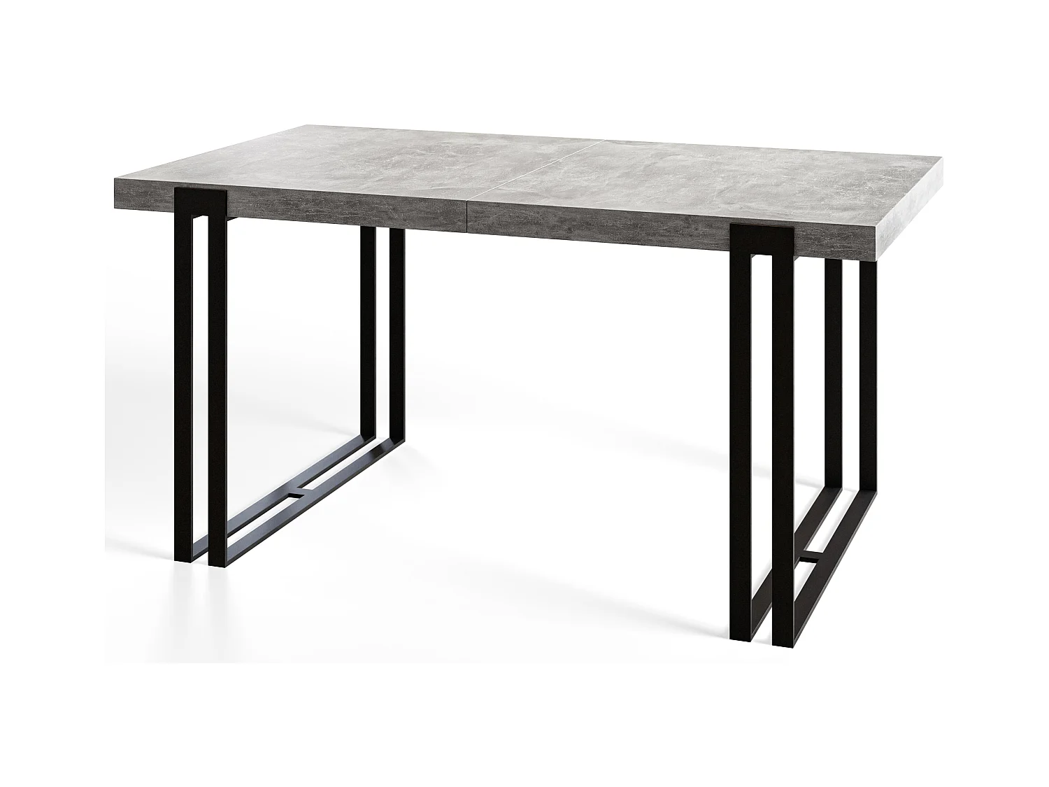 Table de salle à manger rectangulaire ROSA, table à rallonges, dimensions: 180-280X90X77 cm, couleur: gris clair, avec pieds métalliques de couleur noire