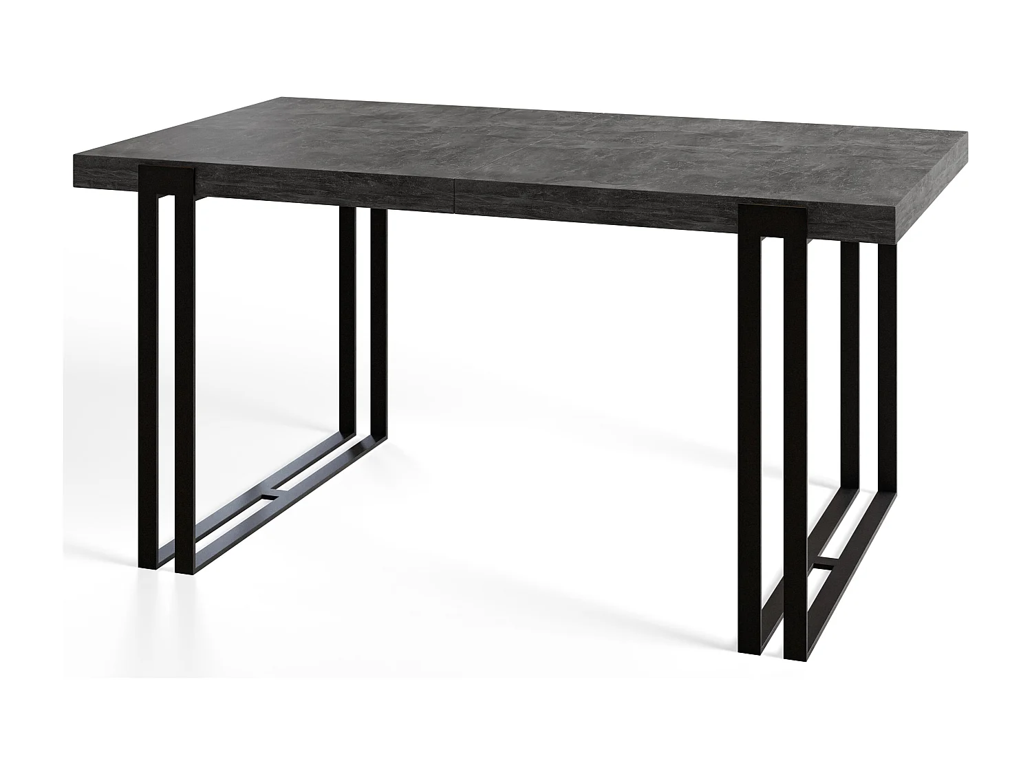 Table de salle à manger rectangulaire ROSA, table à rallonges, dimensions: 140-240X80X77 cm,couleur: gris foncé, avec pieds métalliques de couleur noire