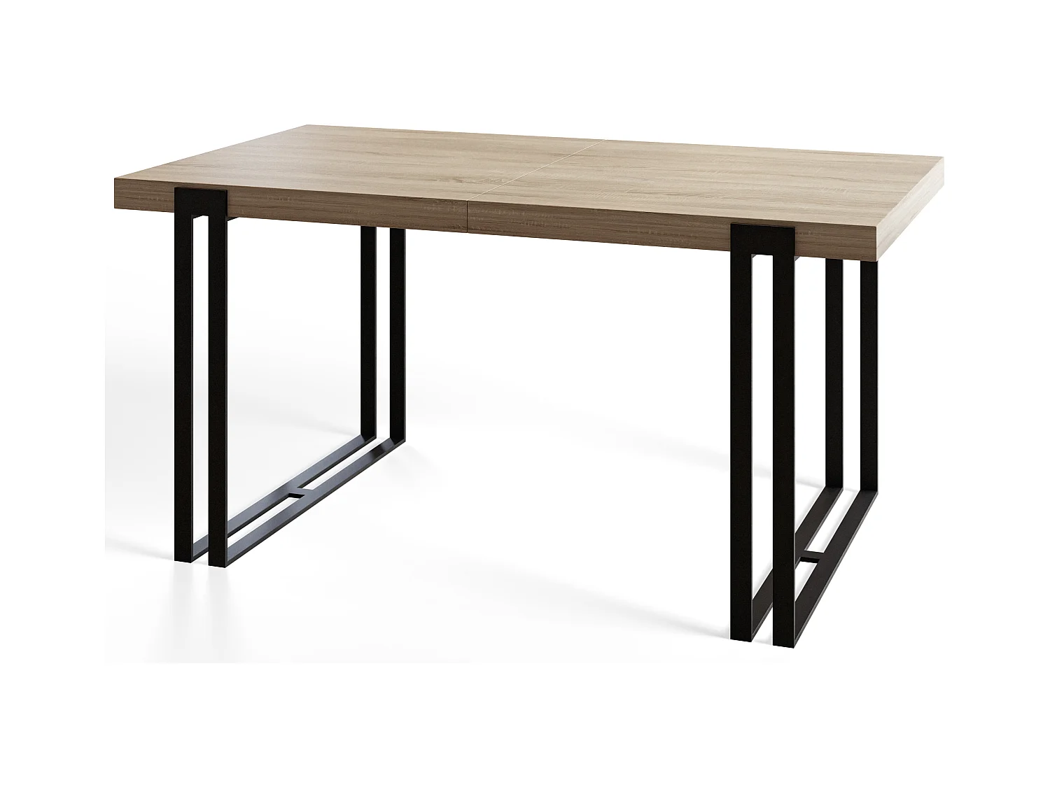 Table de salle à manger rectangulaire ROSA, table à rallonges, dimensions: 180-280X90X77 cm,couleur: SONOMA, avec pieds métalliques de couleur noire