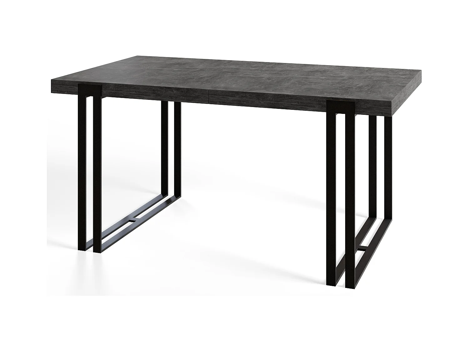 Table de salle à manger rectangulaire ROSA, table à rallonges, dimensions: 160-260X90X77 cm, couleur: gris foncé, avec pieds métalliques de couleur noire