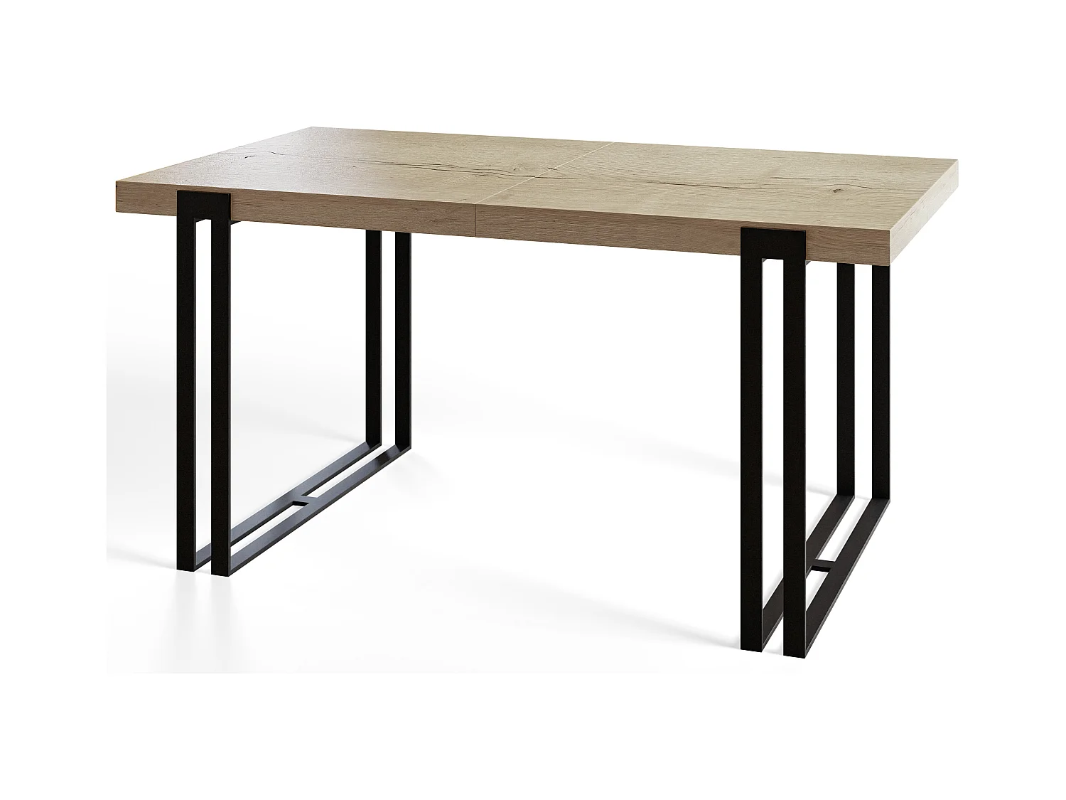 Table de salle à manger rectangulaire ROSA, table à rallonges, dimensions: 140-240X80X77 cm, couleur: HALIFAX, avec pieds métalliques de couleur noire