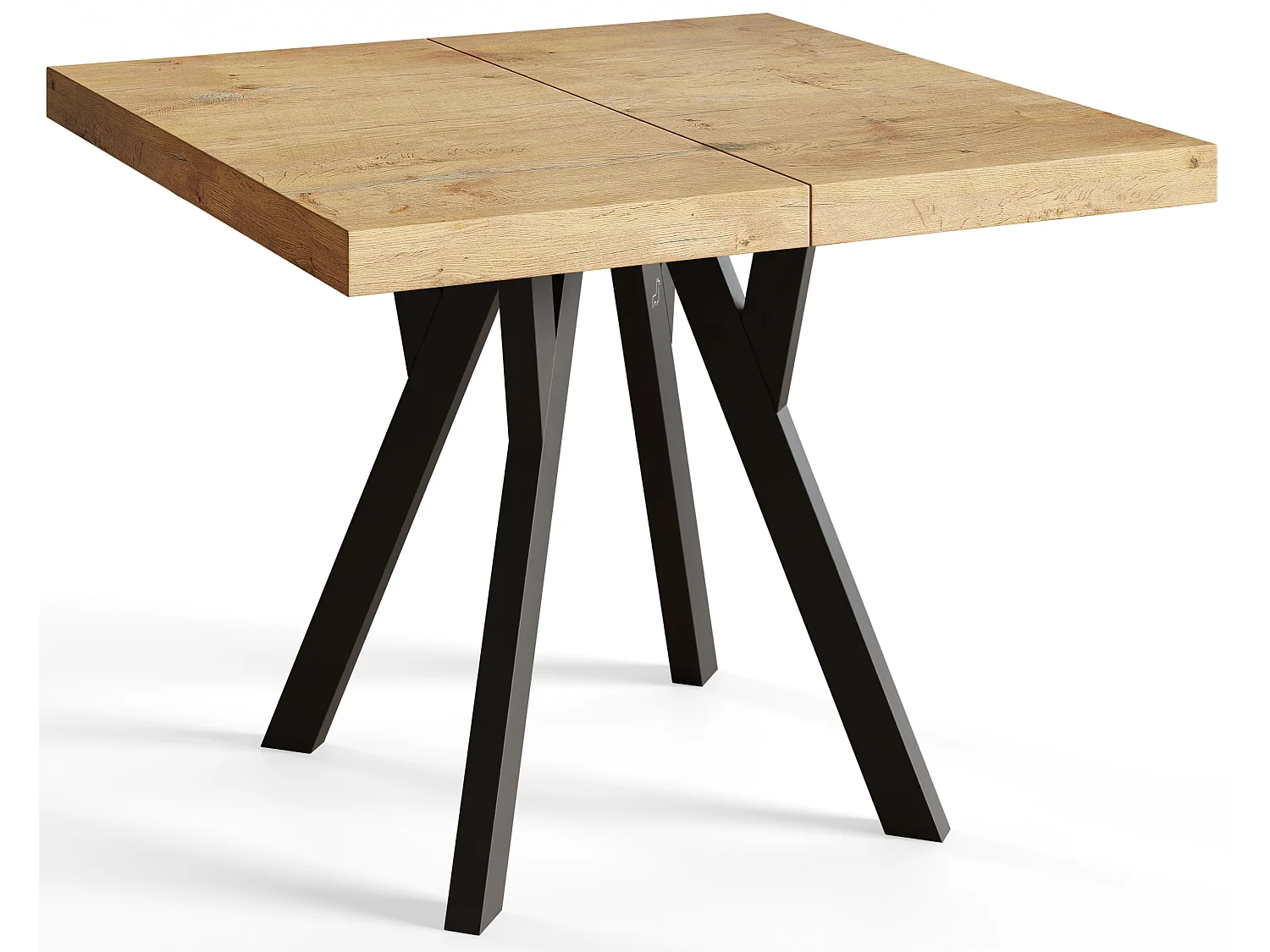 Table de salle à manger carrée RICO, table à rallonges, dimensions: 110-210X110X77 cm, couleur: LANCELOT, avec pieds en bois de couleur noire