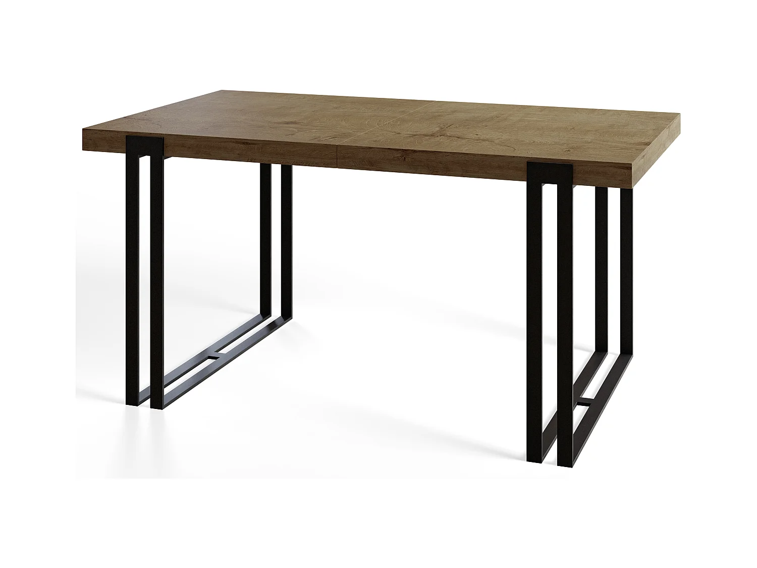 Table de salle à manger rectangulaire ROSA, table à rallonges, dimensions: 140-240X80X77 cm,couleur: LEFKAS, avec pieds métalliques de couleur noire