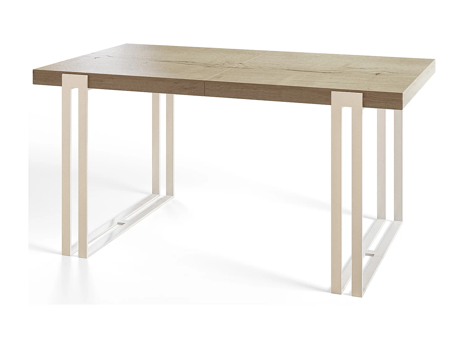 Table de salle à manger rectangulaire ROSA, table à rallonges, dimensions: 160-260X90X77 cm,couleur: HALIFAX, avec pieds métalliques de couleur blanche