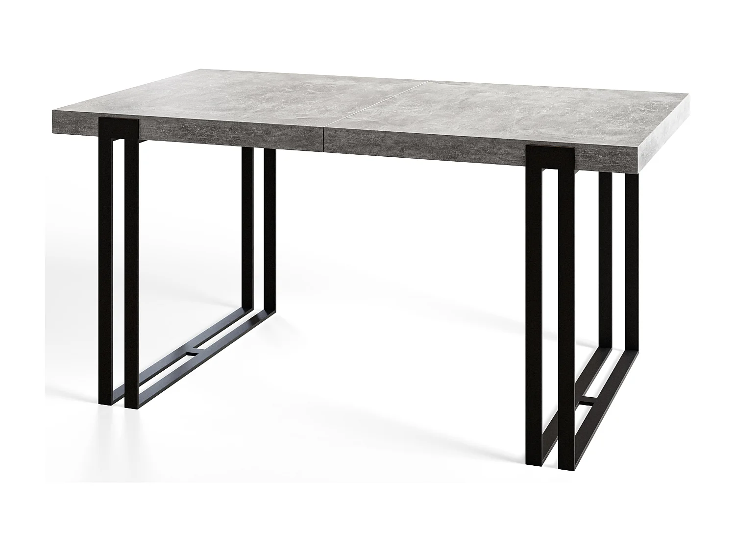 Table de salle à manger rectangulaire ROSA, table à rallonges, dimensions: 160-260X90X77 cm, couleur: gris clair, avec pieds métalliques de couleur noire