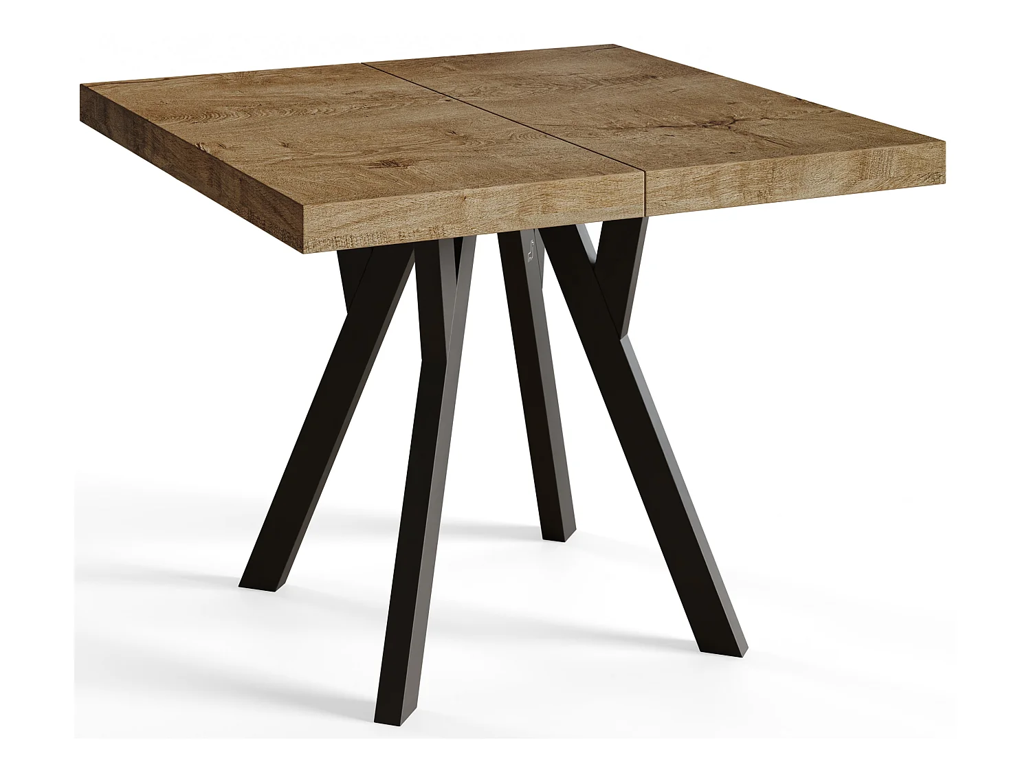 Table de salle à manger carrée RICO, table à rallonges, dimensions: 110-210X110X77 cm, couleur: LEFAKS, avec pieds en bois de couleur noire