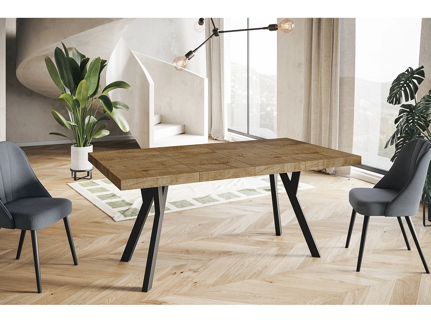 Table a Manger Extensible - Table Carrée Extensible - Table de Salle à Manger Moderne - Plateau Stratifié 36 mm - Pieds en Hêtre - 110/210 cm - Lefaks