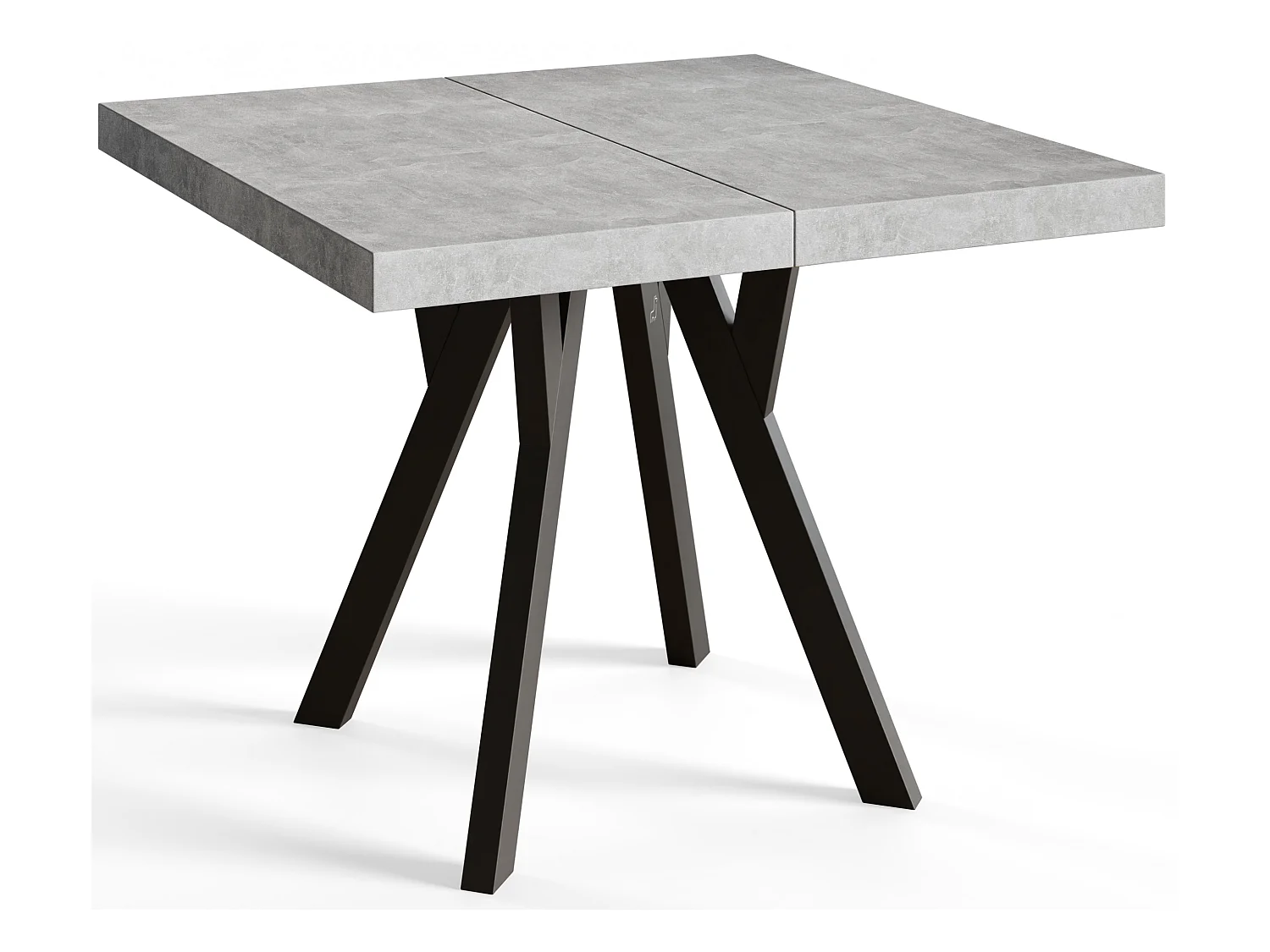 Table de salle à manger carrée RICO, table à rallonges, dimensions: 110-210X110X77 cm, couleur: graphite, avec pieds en bois de couleur noire