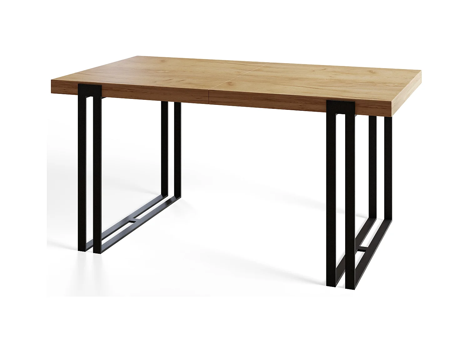 Table de salle à manger rectangulaire ROSA, table à rallonges, dimensions: 180-280X90X77 cm,couleur: CRAFT, avec pieds métalliques de couleur noire