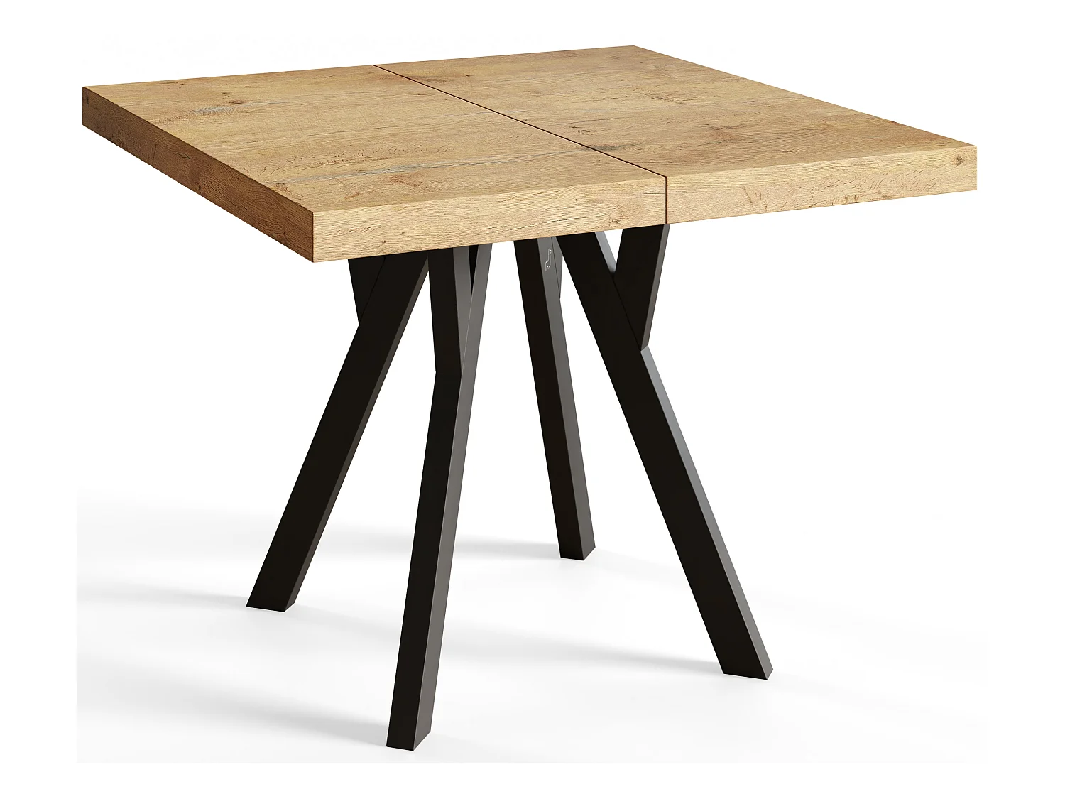 Table de salle à manger carrée RICO, table à rallonges, dimensions: 100-200X100X77 cm, couleur: LANCELOT, avec pieds en bois de couleur noire
