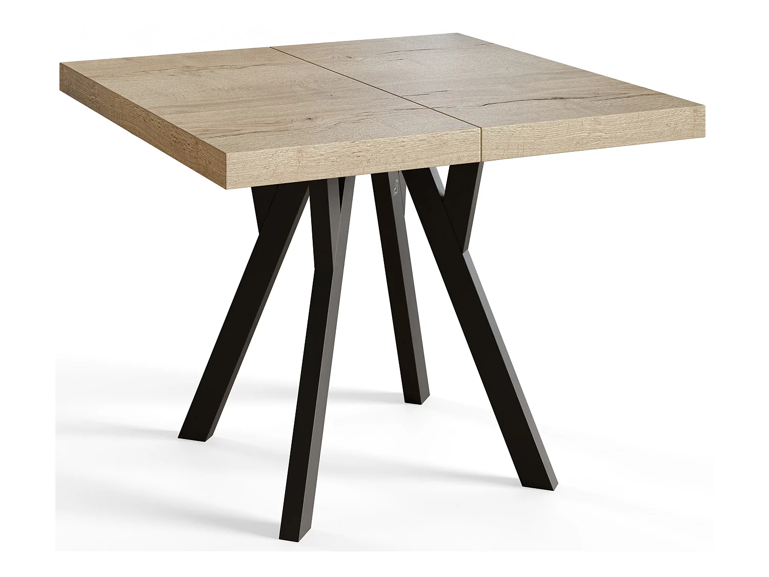 Table de salle à manger carrée RICO, table à rallonges, dimensions: 120-220X120X77 cm, couleur: HALIFAX, avec pieds en bois de couleur noire