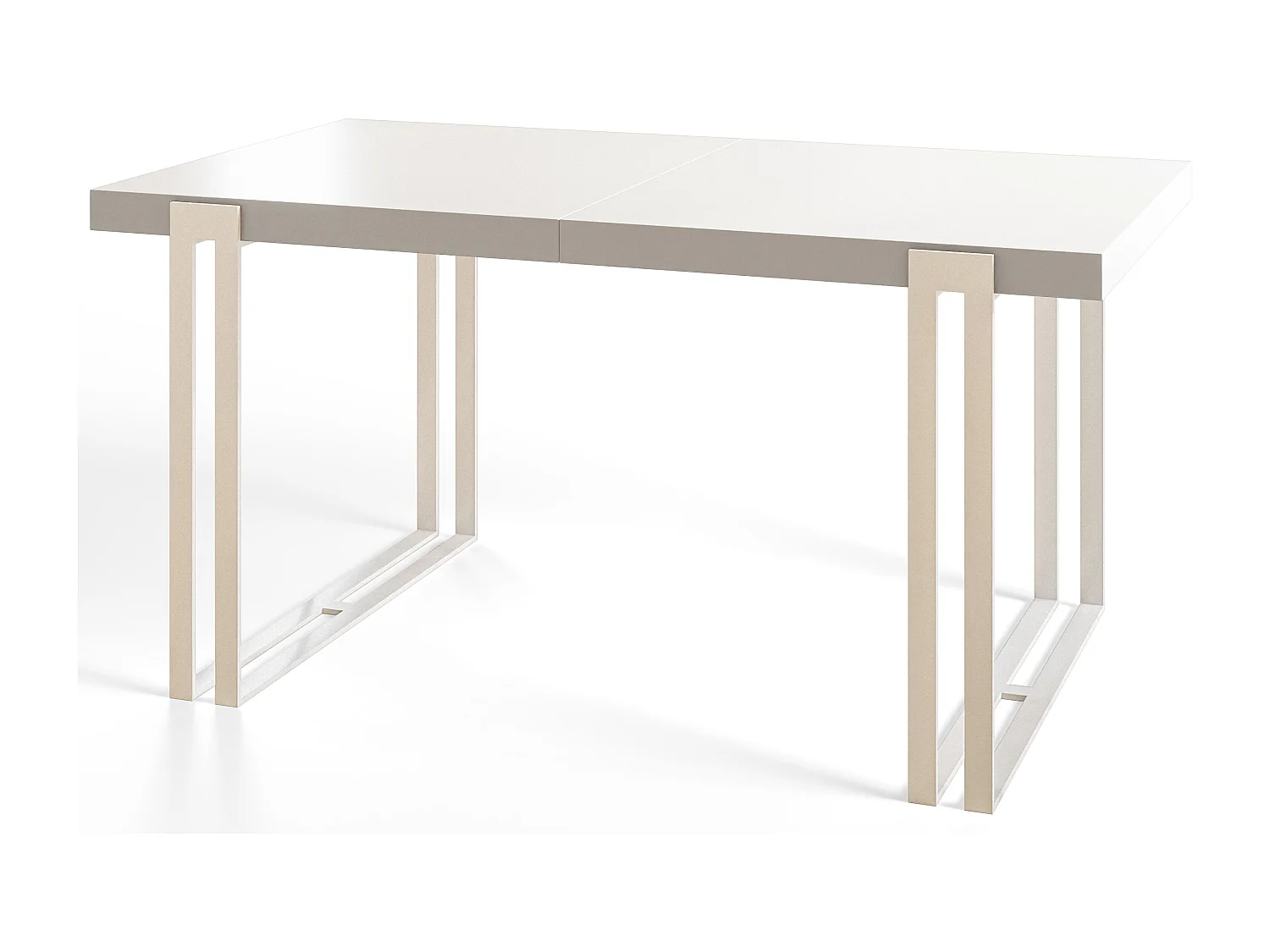 Table de salle à manger rectangulaire ROSA, table à rallonges, dimensions: 180-280X90X77 cm, couleur: blanc, avec pieds métalliques de couleur blanche