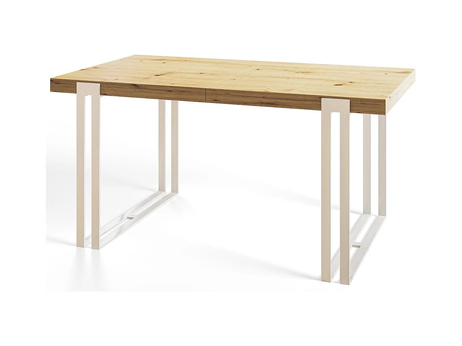 Table de salle à manger rectangulaire ROSA, table à rallonges, dimensions: 180-280X90X77 cm, couleur: ARTISAN, avec pieds métalliques de couleur blanche