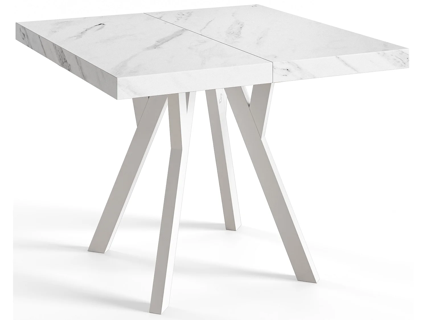 Table a Manger Extensible - Table Carrée Extensible - Table de Salle à Manger Moderne - Plateau Stratifié 36 mm - Pieds en Hêtre - 110/210 cm - Marmur
