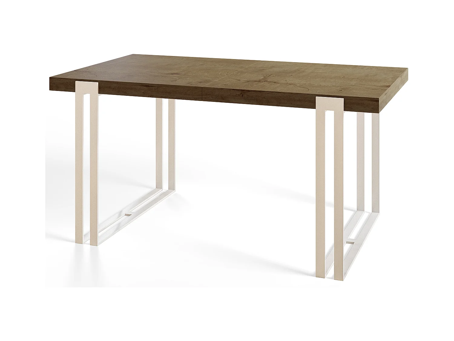 Table de salle à manger rectangulaire ROSA, table à rallonges, dimensions: 120-220X80X77 cm,couleur: LEFKAS, avec pieds métalliques de couleur blanche