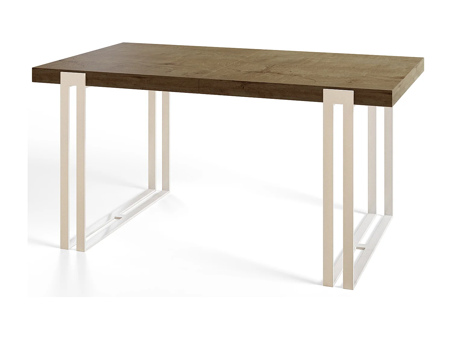 Table de salle à manger rectangulaire ROSA, table à rallonges, dimensions: 120-220X80X77 cm,couleur: LEFKAS, avec pieds métalliques de couleur blanche