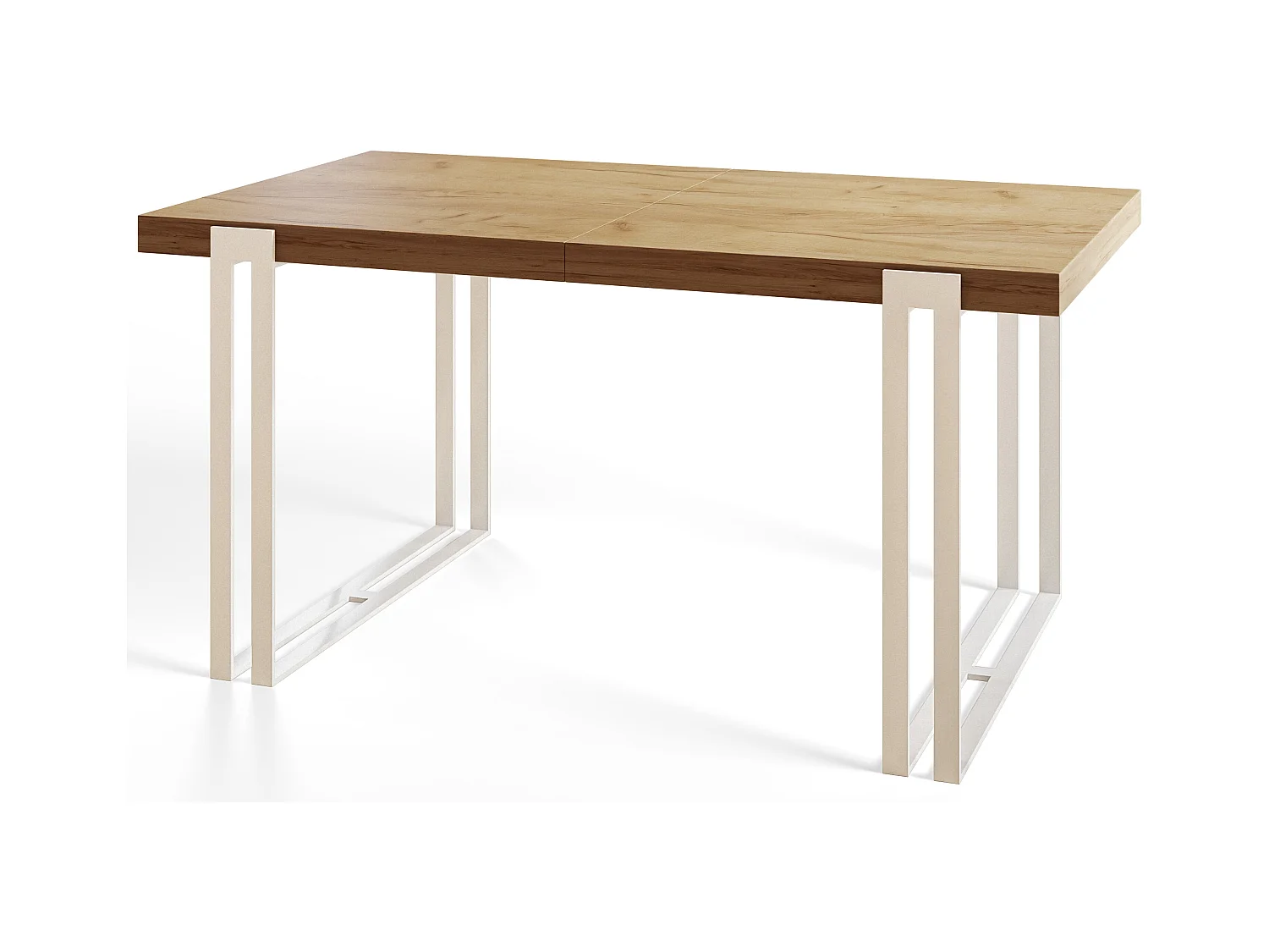 Table de salle à manger rectangulaire ROSA, table à rallonges, dimensions: 120-220X80X77 cm, couleur: CRAFT, avec pieds métalliques de couleur blanche