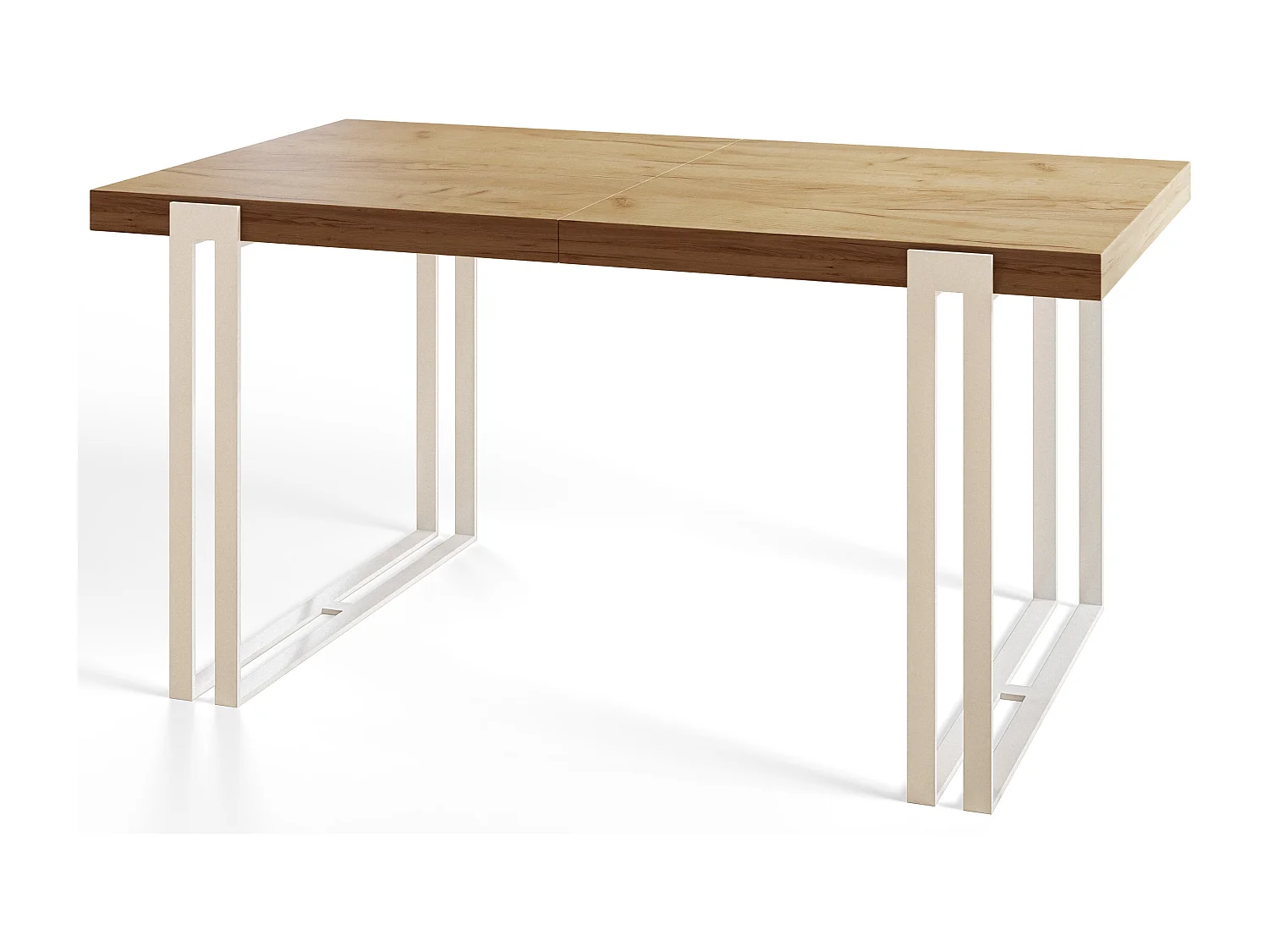 Table de salle à manger rectangulaire ROSA, table à rallonges, dimensions: 120-220X80X77 cm, couleur: CRAFT, avec pieds métalliques de couleur blanche