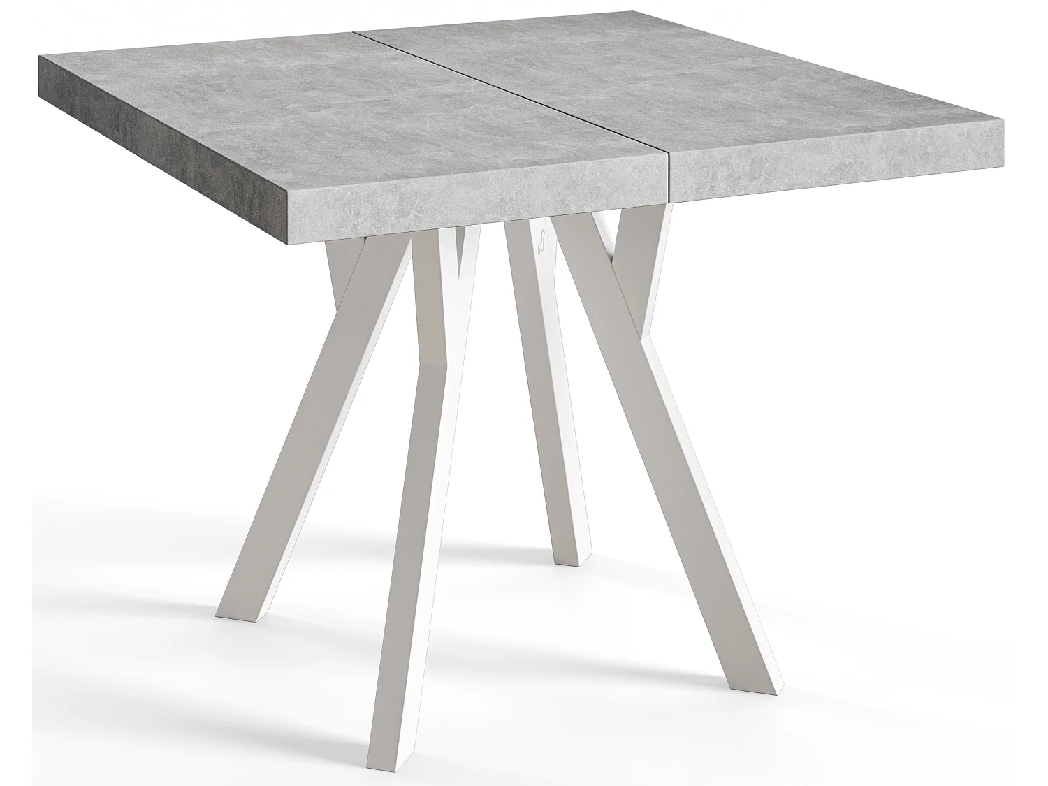 Table de salle à manger carrée RICO, table à rallonges, dimensions: 100-200X100X77 cm, couleur: graphite, avec pieds en bois de couleur blanche