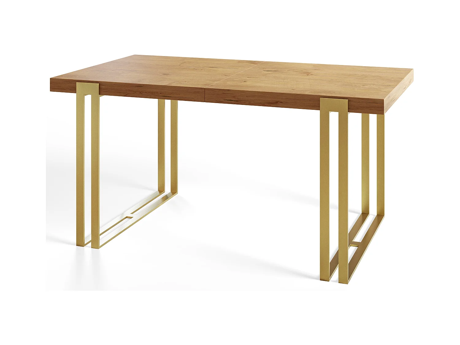 Table de salle à manger rectangulaire ROSA, table à rallonges, dimensions: 140-240X80X77 cm, couleur: LANCELOT, avec pieds métalliques couleur or
