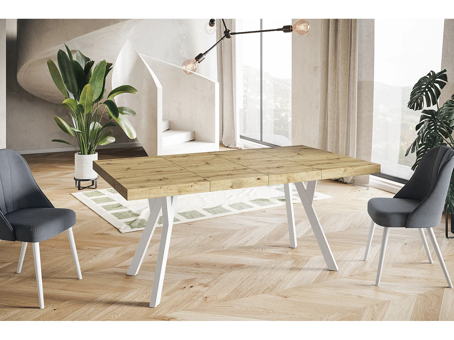 Table a Manger Extensible - Table Carrée Extensible - Table de Salle à Manger Moderne - Plateau Stratifié 36 mm -Pieds en Hêtre- 110/210 cm - Artisan