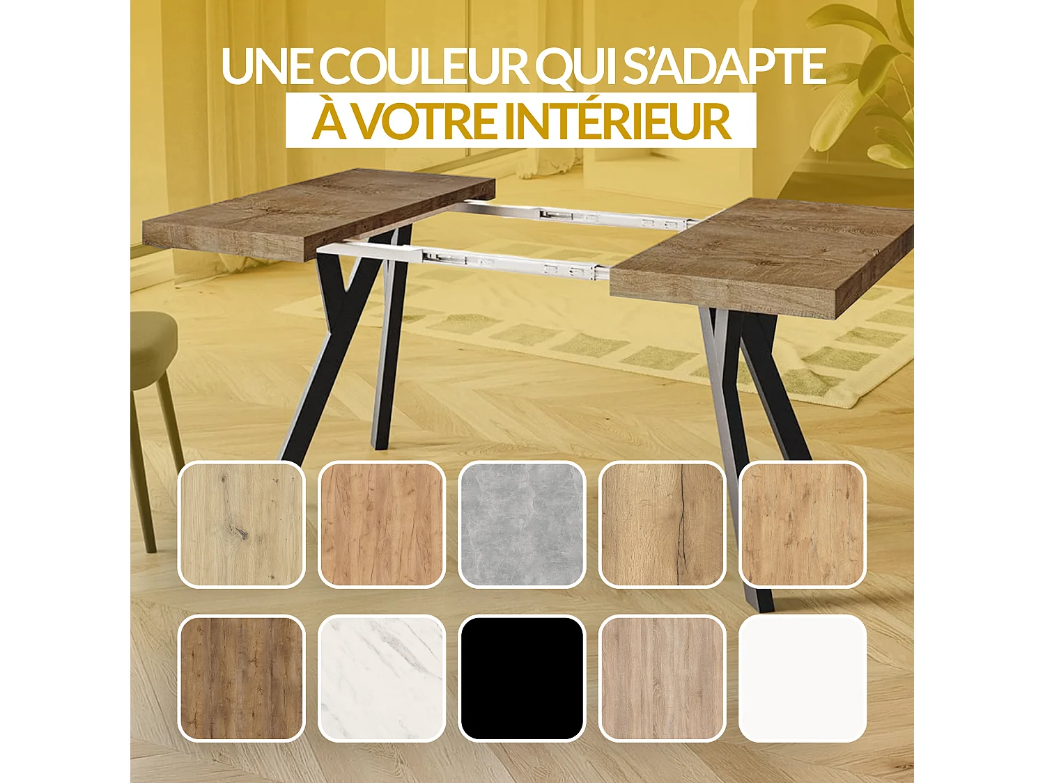 Table a Manger Extensible - Table Carrée Extensible - Table de Salle à Manger Moderne - Plateau Stratifié 36 mm -Pieds en Hêtre- 110/210 cm - Artisan