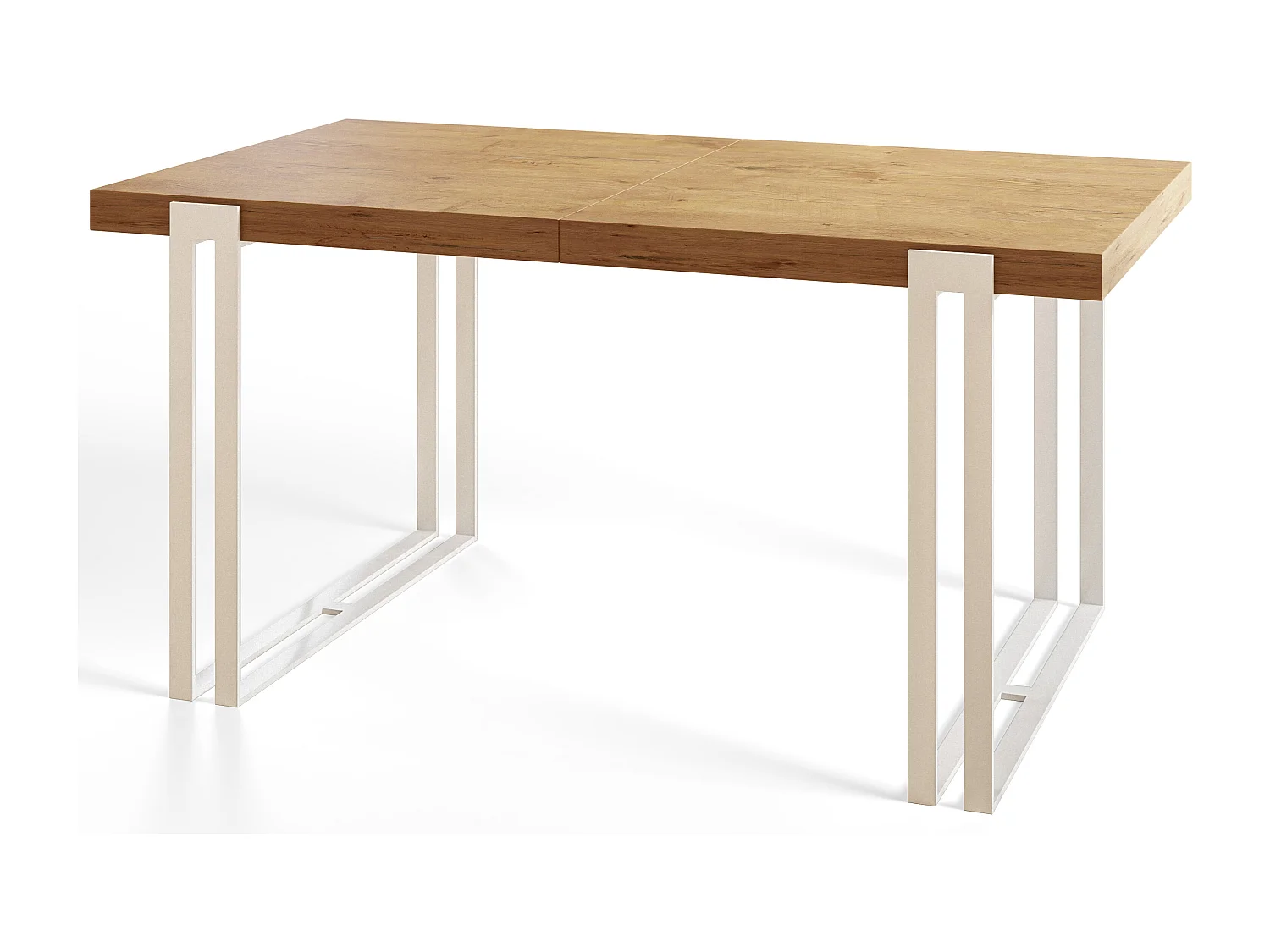 Table de salle à manger rectangulaire ROSA, table à rallonges, dimensions: 180-280X90X77 cm,couleur: LANCELOT, avec pieds métalliques de couleur blanche