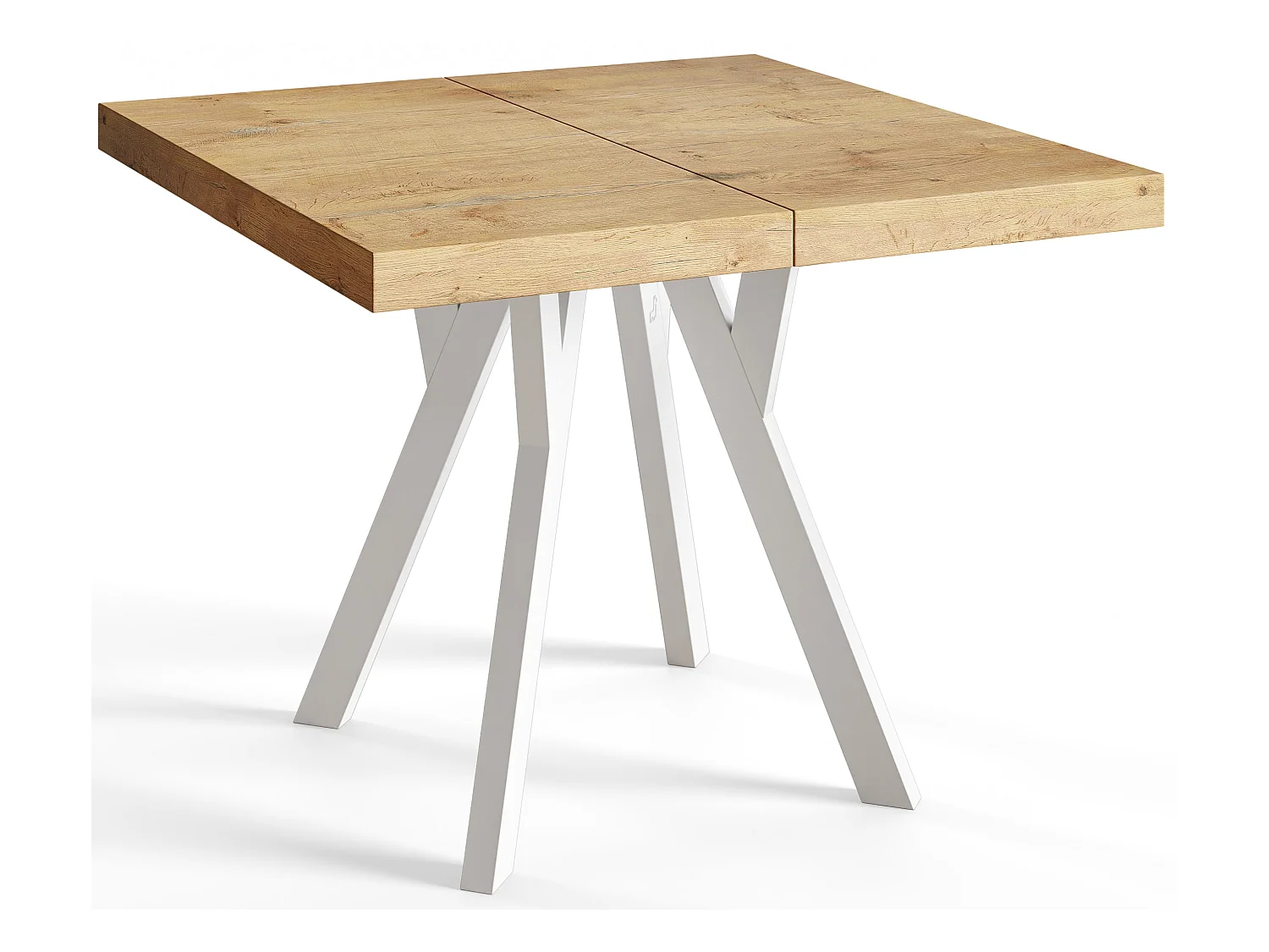 Table de salle à manger carrée RICO, table à rallonges, dimensions: 90-190X90X77 cm, couleur: LANCELOT, avec pieds en bois de couleur blanche