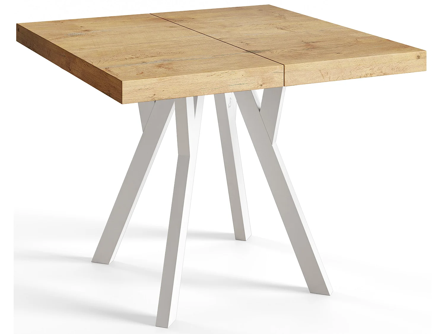 Table de salle à manger carrée RICO, table à rallonges, dimensions: 90-190X90X77 cm, couleur: LANCELOT, avec pieds en bois de couleur blanche