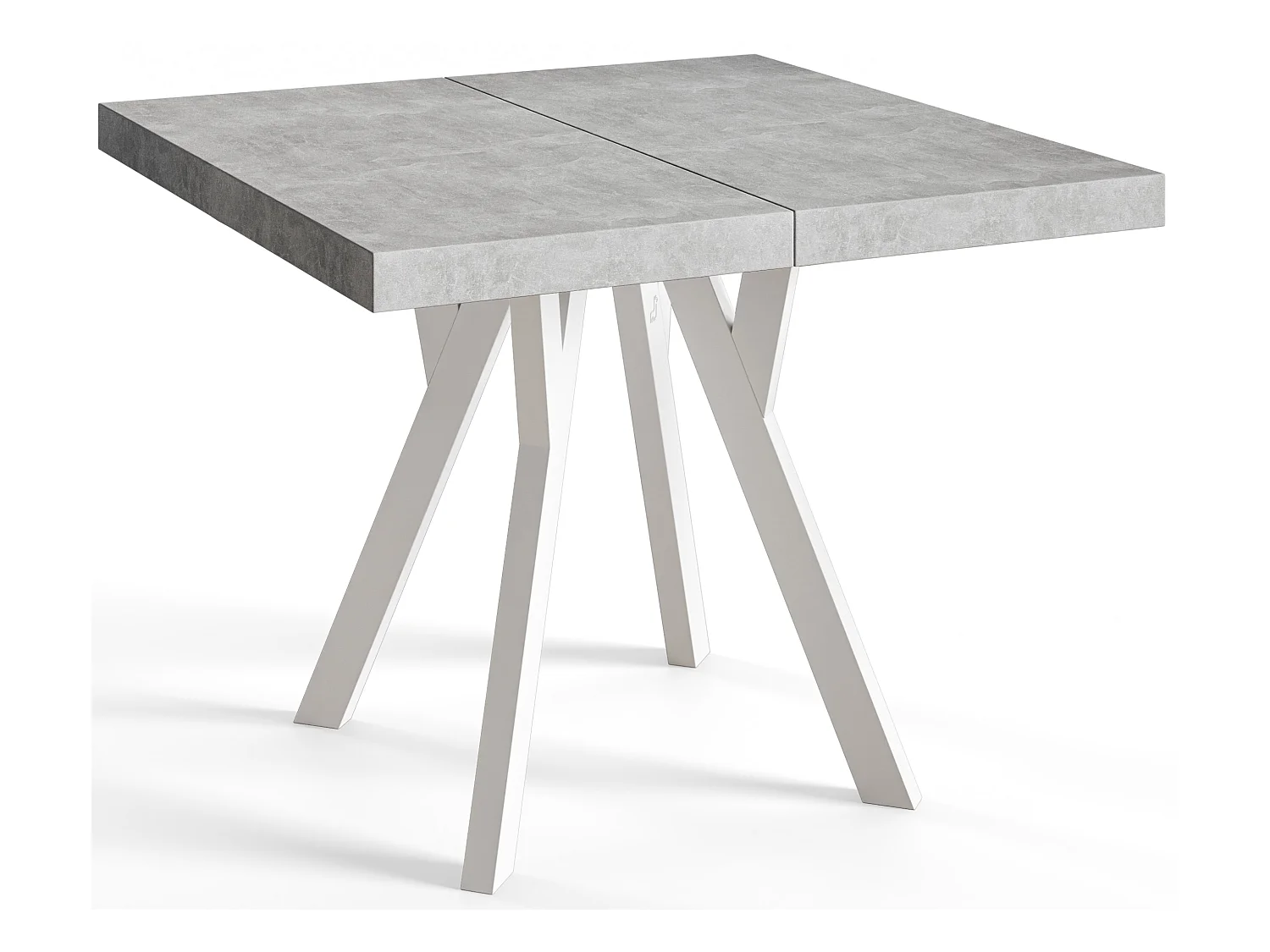 Table de salle à manger carrée RICO, table à rallonges, dimensions: 120-220X120X77 cm, couleur: graphite, avec pieds en bois de couleur blanche